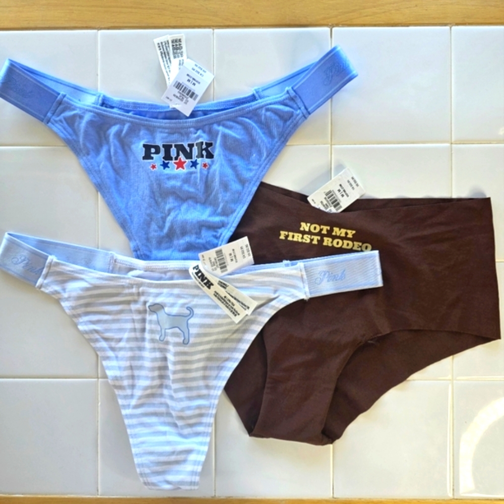 NWT Victoria's Secret PINK Panty Bundle of 3 Size M